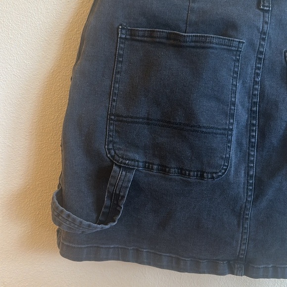 AnnieWear Cargo Denim Mini Skirt Washed Black Stretch High Rise Womens Size L - Picture 7 of 13